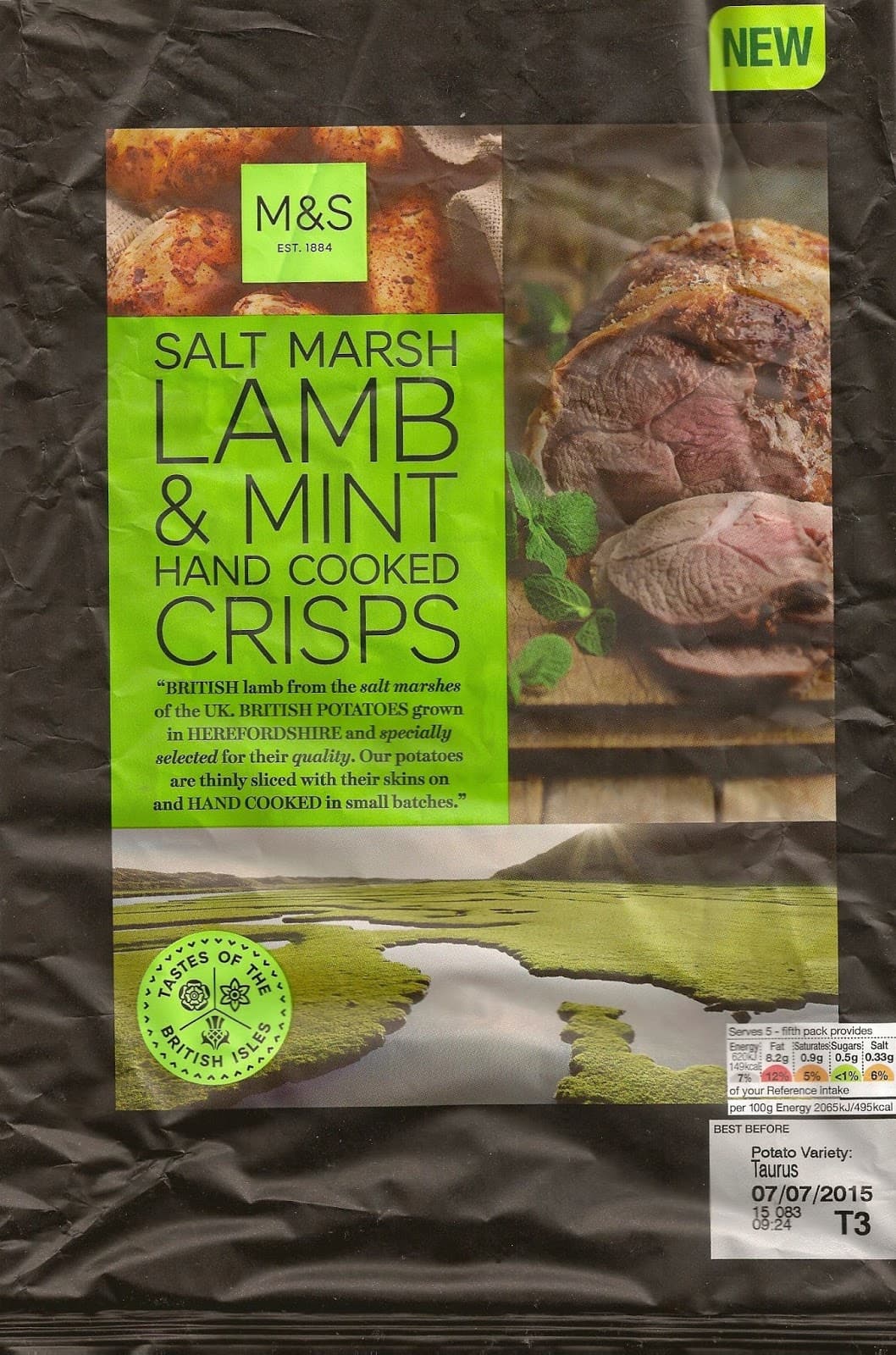 Salt marsh lamb& mint hand cook crips