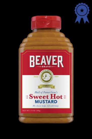 hot sweet mustard rich with honey, hot sweet