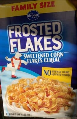 kroger, frosted flakes, sweetened corn cereal