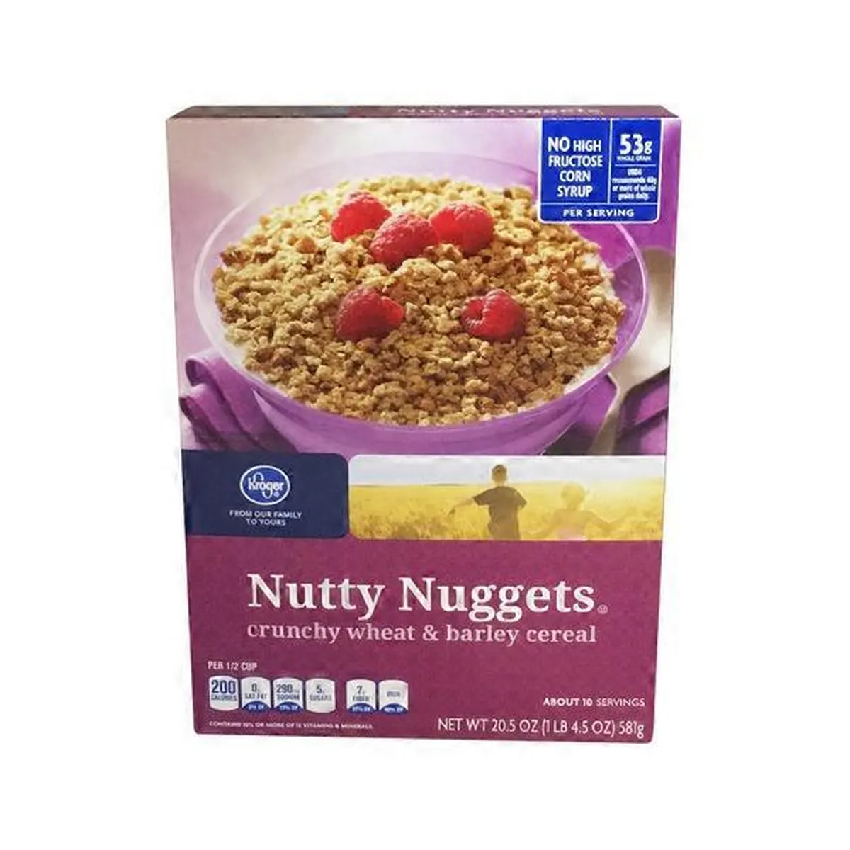 kroger, nutty nuggets, crunchy wheat & barley cereal