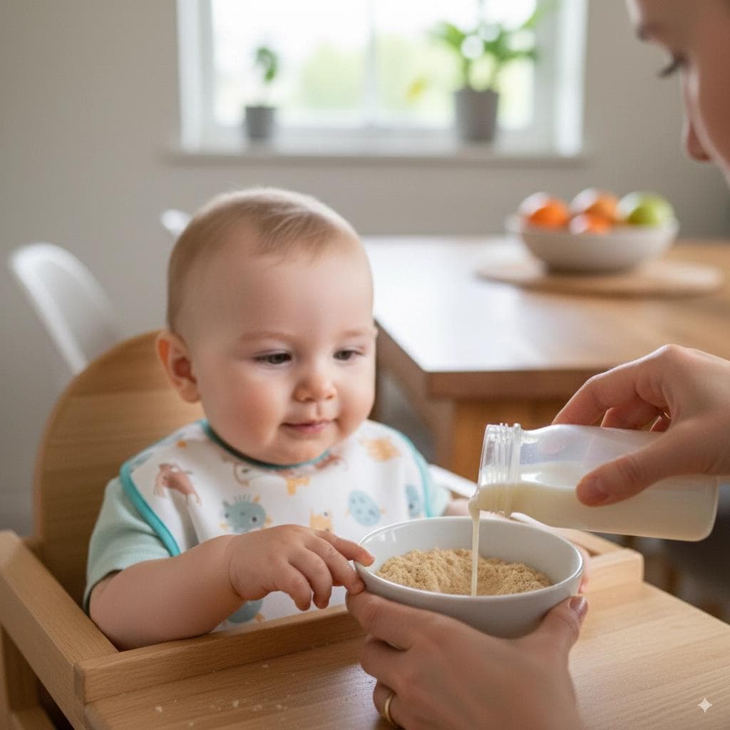 preparing baby cereal