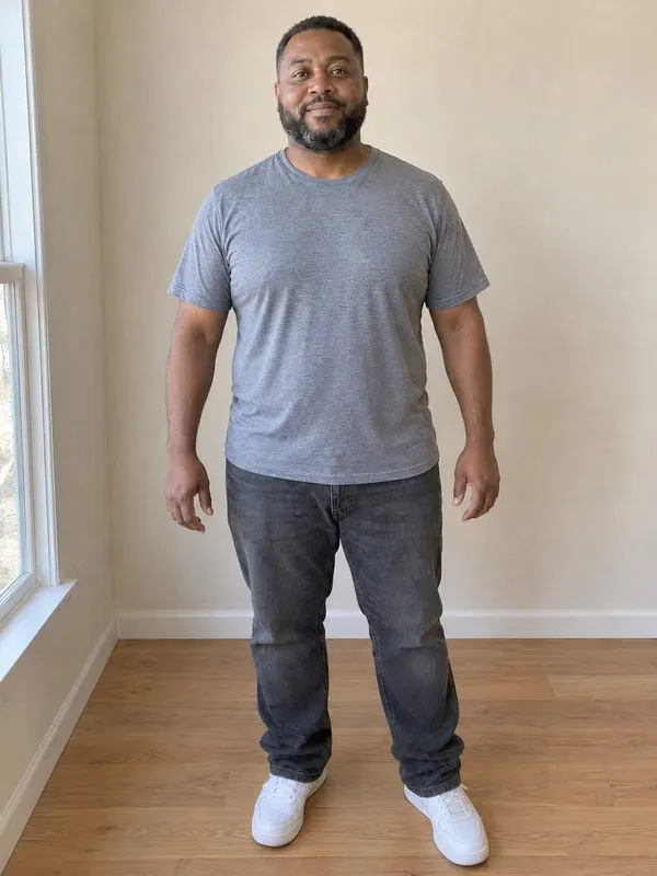 The same AI-generated example man at 240 lb